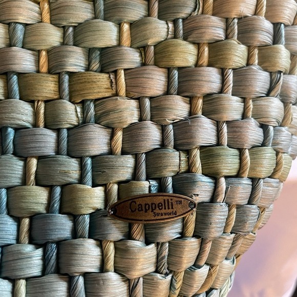 Cappelli Straworld Inc Beaded Strap Green Cornhusk Woven Tote Bag Purse Handbag - Picture 4 of 13